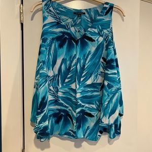 Zac & Rachel Teal Botanical Sleeveless Top